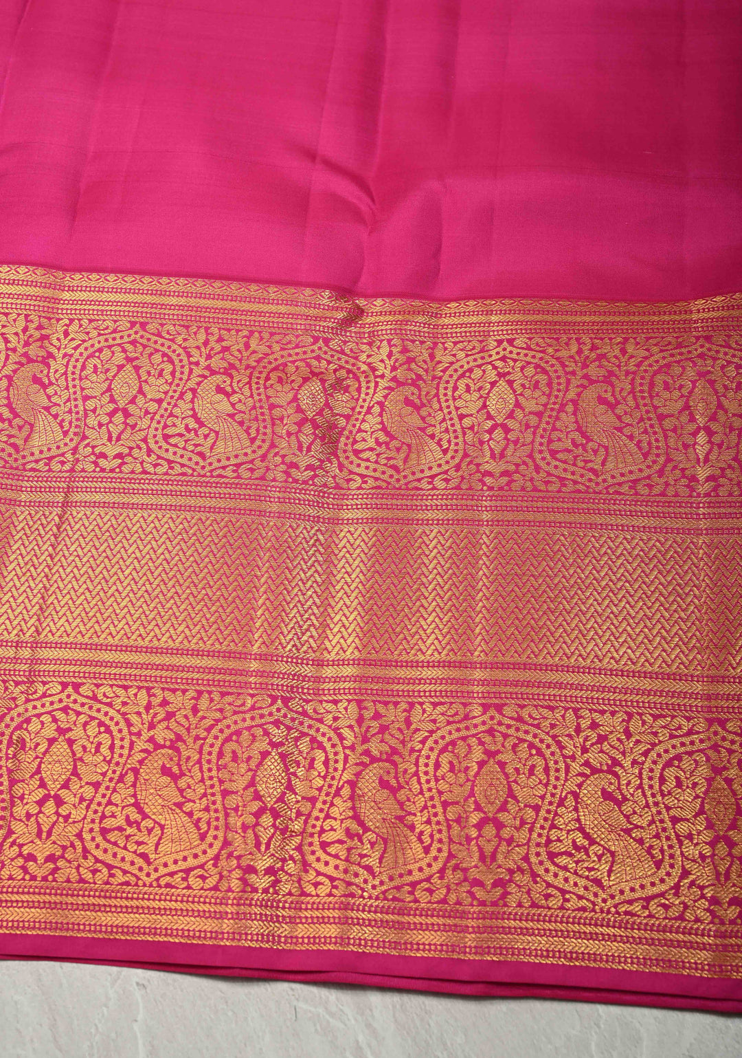 Aqua Green Kanjivaram Pure Silk Saree with Floral Brocade and Contrast wide Zari Border | SILK MARK CERTIFIED