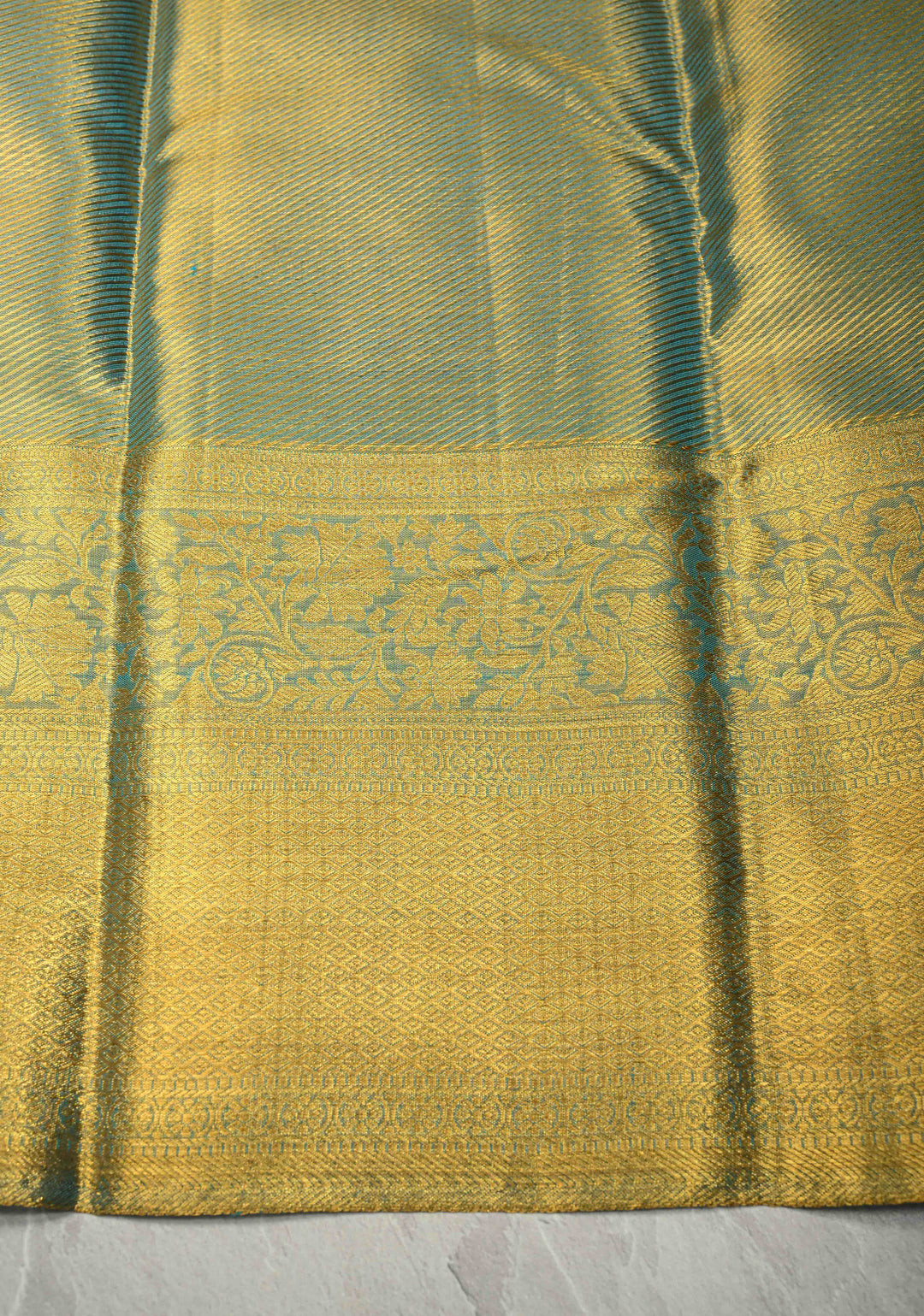 Peacock Blue Pure Kanjivaram Tissue Silk Saree with Meenakari Floral Jaal and Zari Border | SILK MARK CERTIFIED