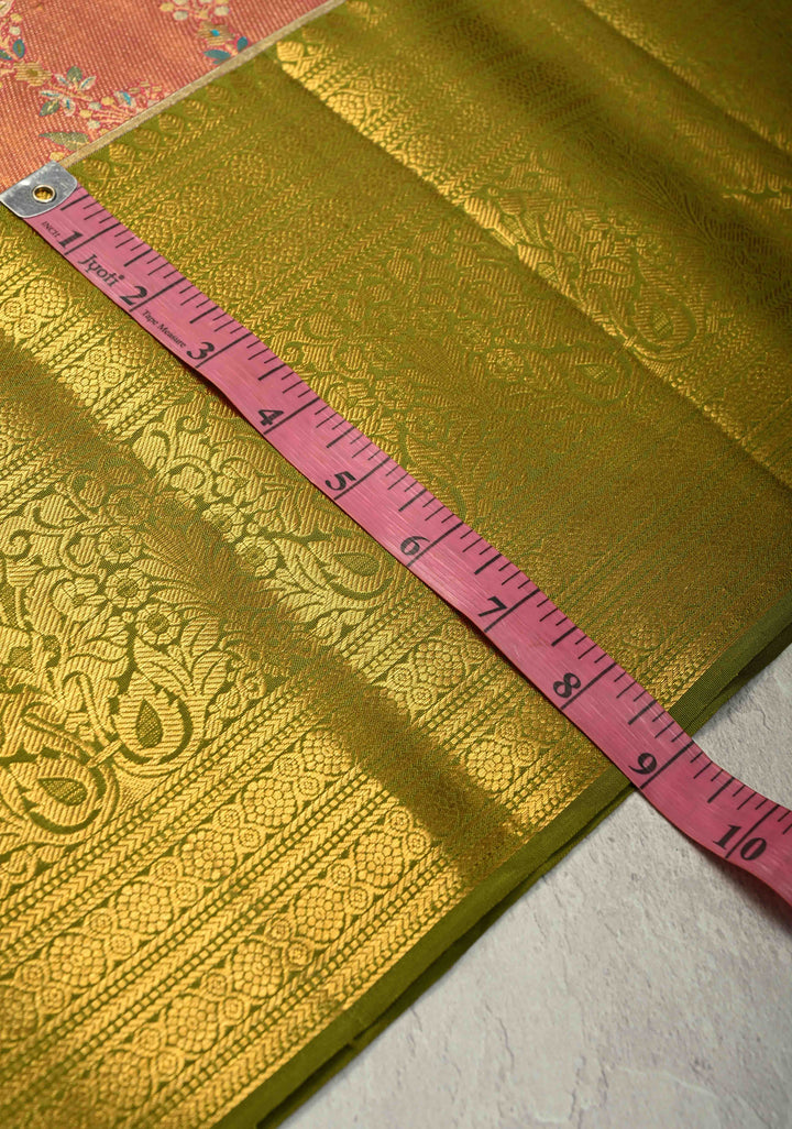 Raspberry Pink Pure Kanjivaram Tissue Silk Saree with Meenakari Floral Jaal and Contrast Zari Border | SILK MARK CERTIFIED