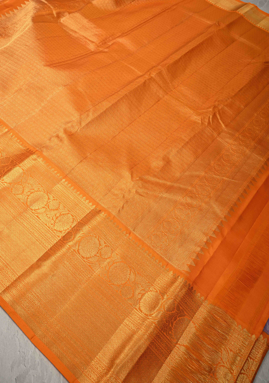 Lilac Pure Kanjivaram Silk Saree with Floral Zari Brocade Jaal and Contrast Zari Border | SILK MARK CERTIFIED