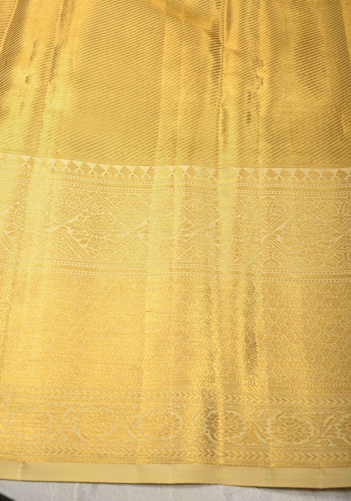 Salmon Pink Pure Kanjivaram Tissue Silk Saree with Meenakari Mughal Design Brocade and Zari Border | SILK MARK CERTIFIED