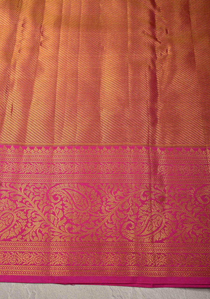 Green Pure Kanjivaram Tissue Silk Saree with Meenakari Leheria Design Zari Border | SILK MARK CERTIFIED