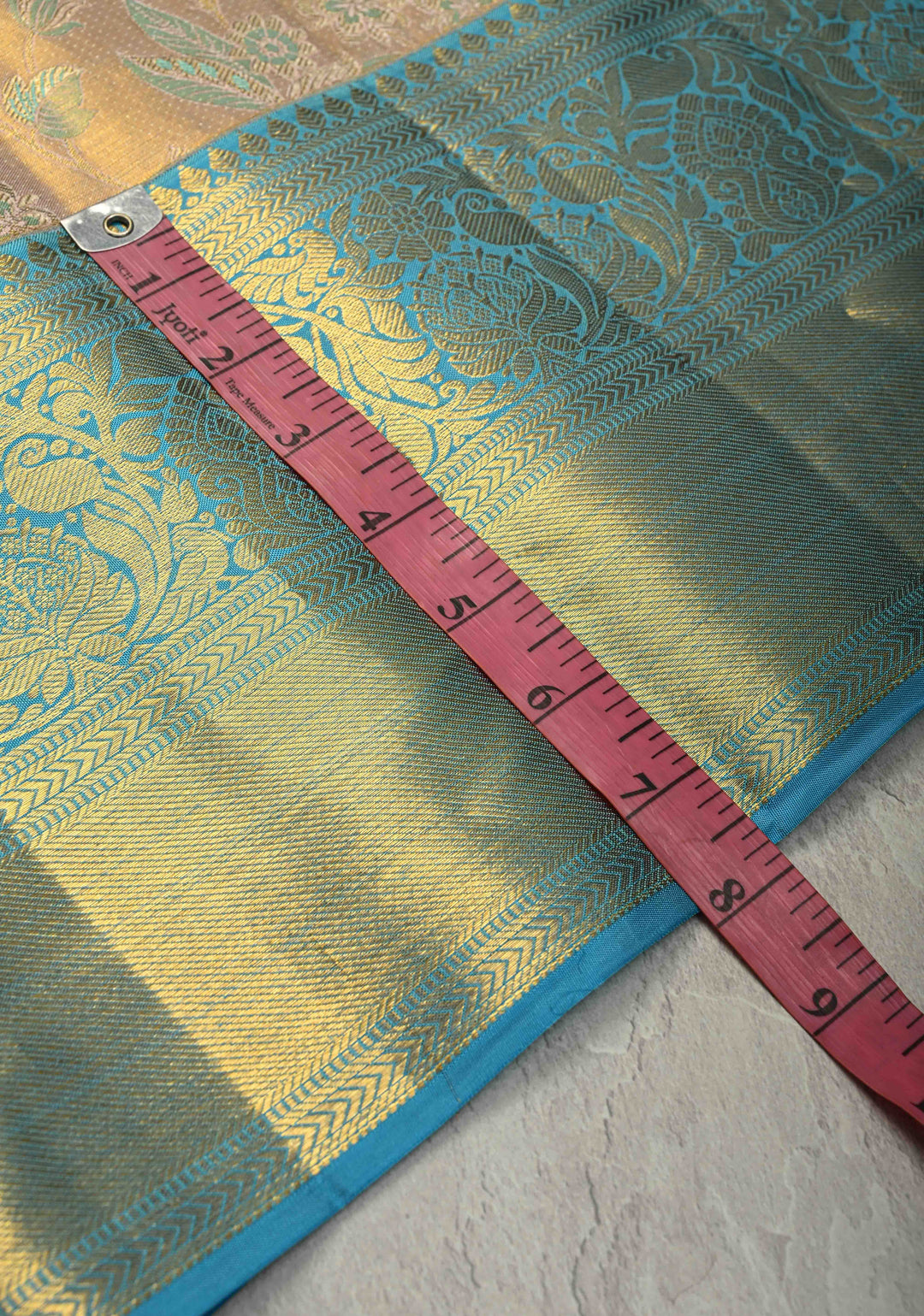 Beige Pure Kanjivaram Tissue Silk Saree with Meenakari Floral Brocade and Zari Border | SILK MARK CERTIFIED