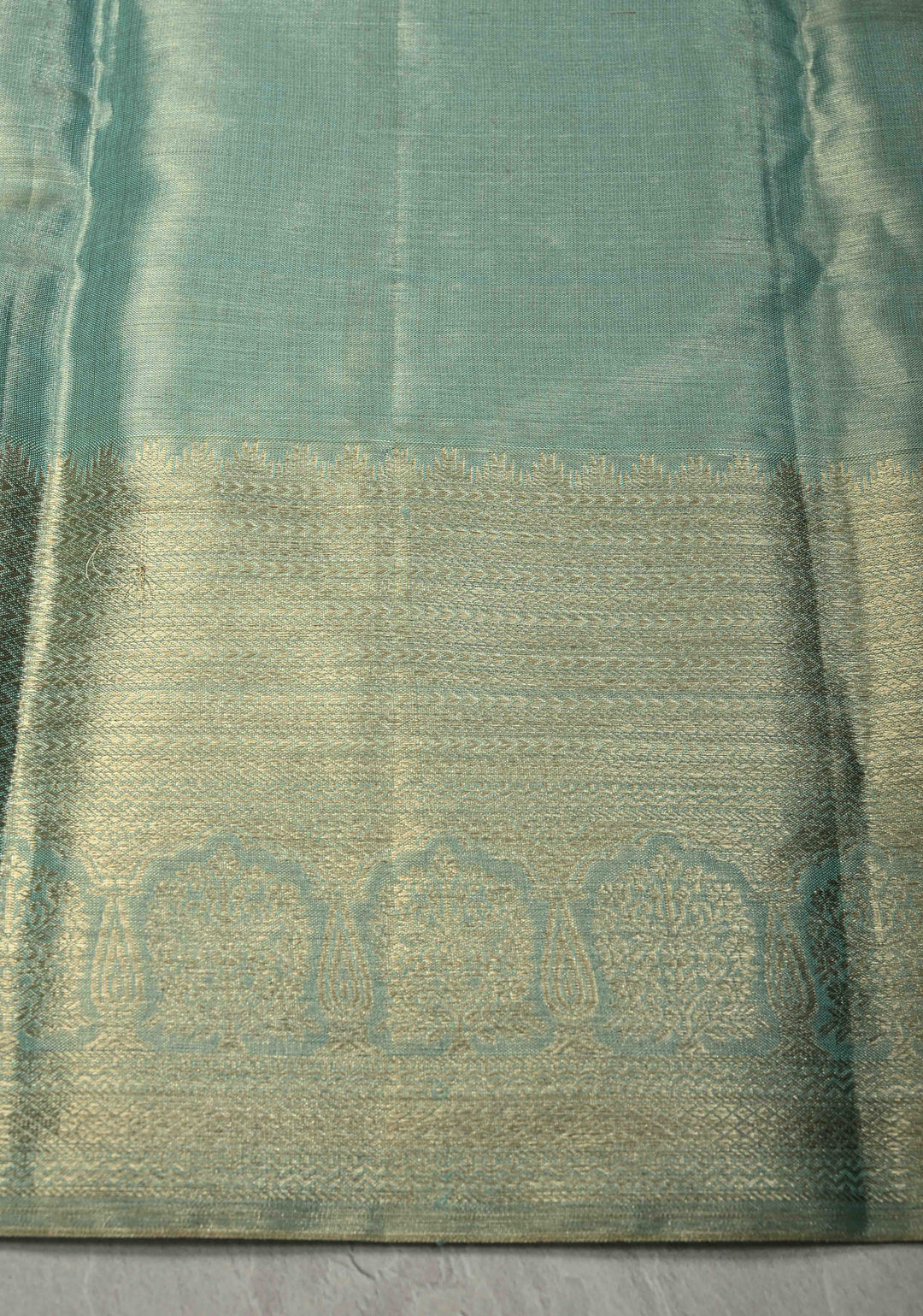 Mint Green Tissue Kanjivaram Pure Silk Saree With Meenakari Paisley Brocade and  Zari Border | SILK MARK CERTIFIED