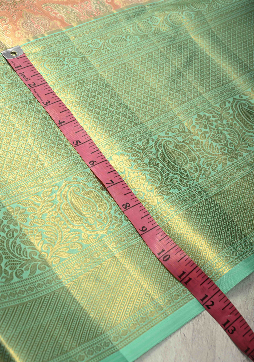 Peach Pink Pure Kanjivaram Tissue Silk Saree with Meenakari Brocade and Contrast Wide Zari Border | SILK MARK CERTIFIED