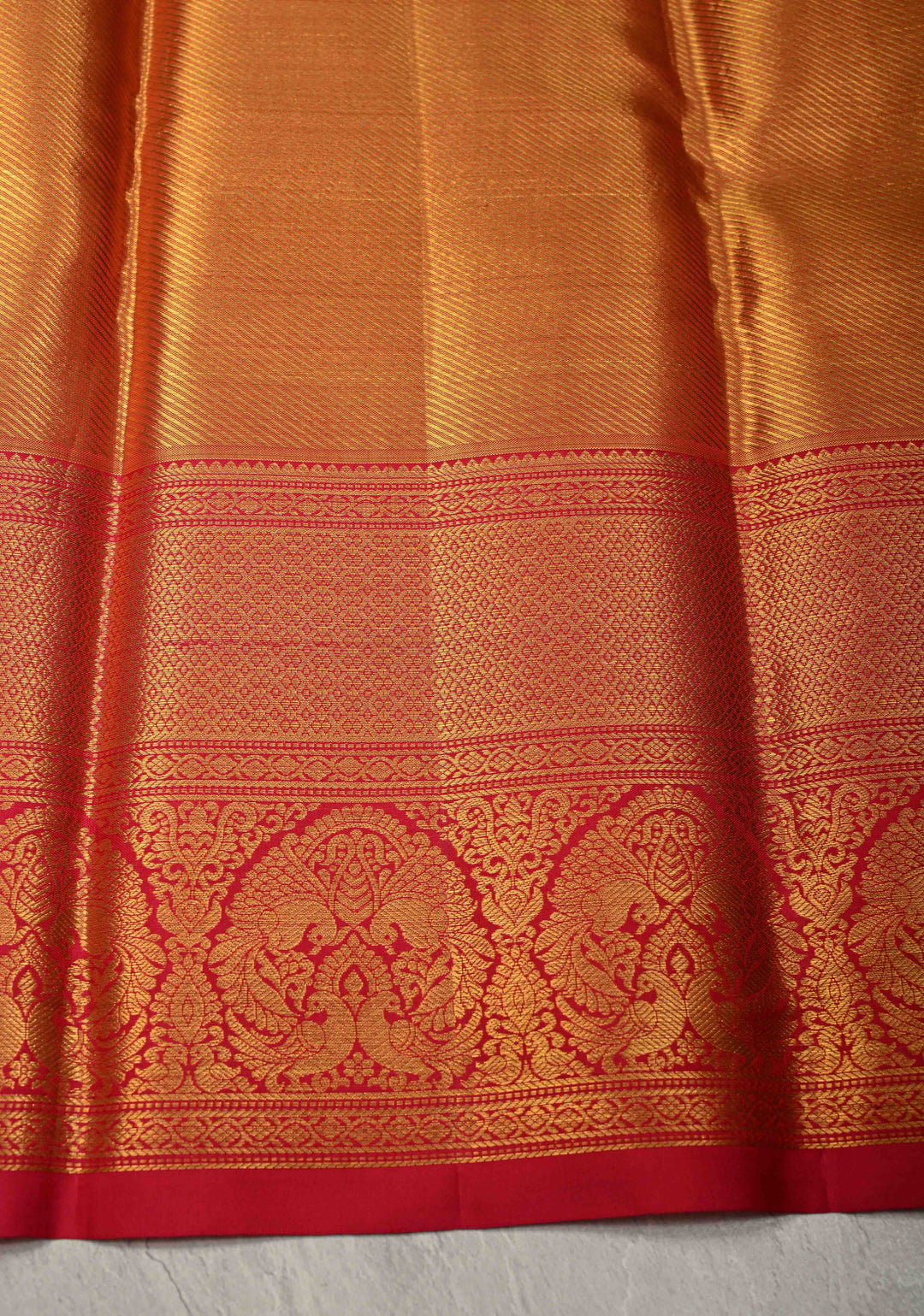 Salmon pink Tissue Kanjivaram Pure Silk Saree With Meenakari Floral Jaal Brocade and  Zari Border | SILK MARK CERTIFIED