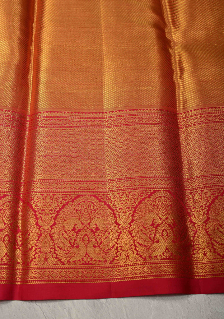 Salmon pink Tissue Kanjivaram Pure Silk Saree With Meenakari Floral Jaal Brocade and  Zari Border | SILK MARK CERTIFIED