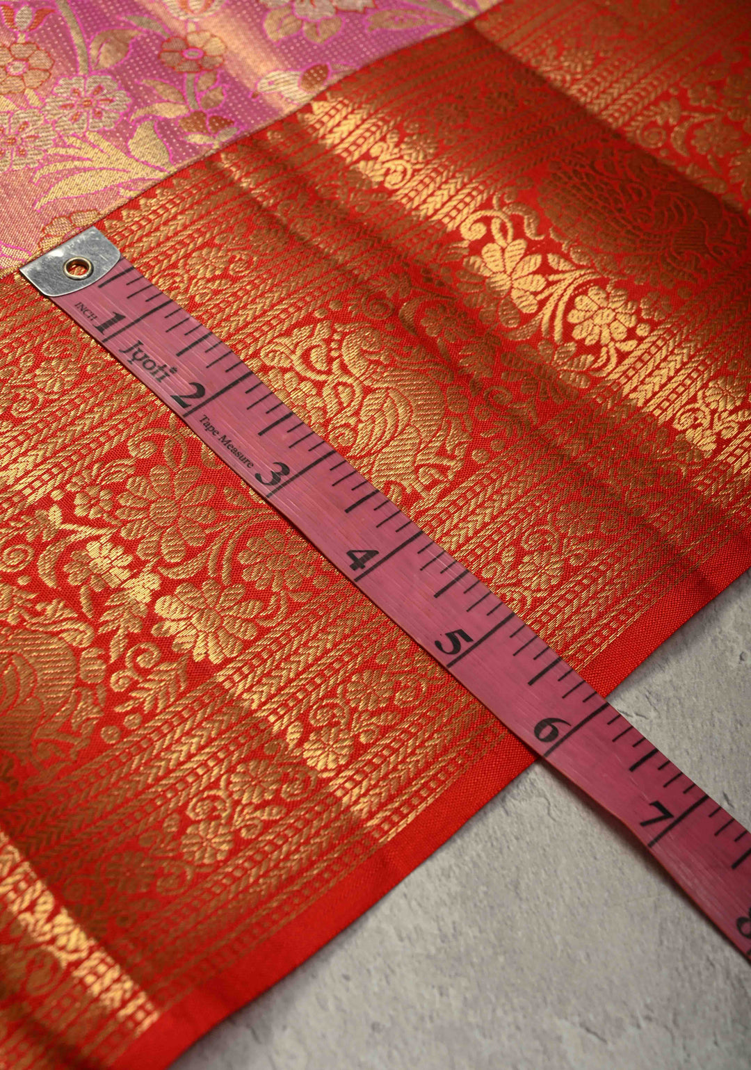 Rose pink Tissue Kanjivaram Pure Silk Saree With Meenakari Floral Brocade Jaal and Zari Border | SILK MARK CERTIFIED