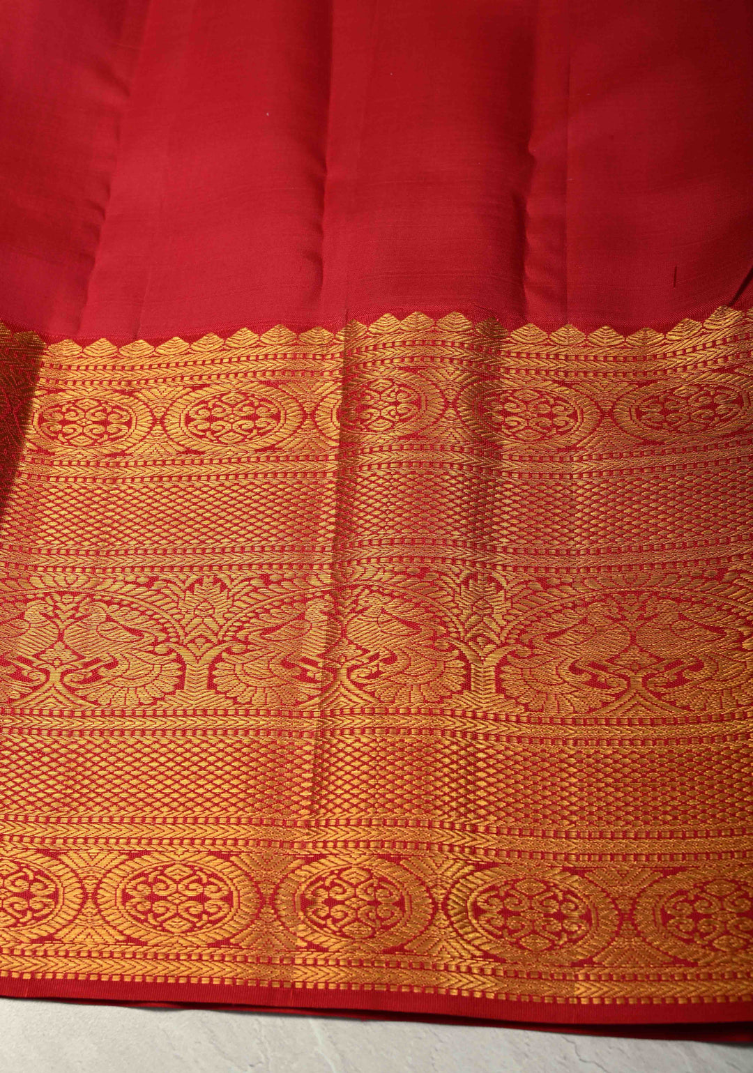 Gray Pure Kanjivaram Silk Saree with Floral Zari Brocade Jaal and Contrast Zari Border | SILK MARK CERTIFIED