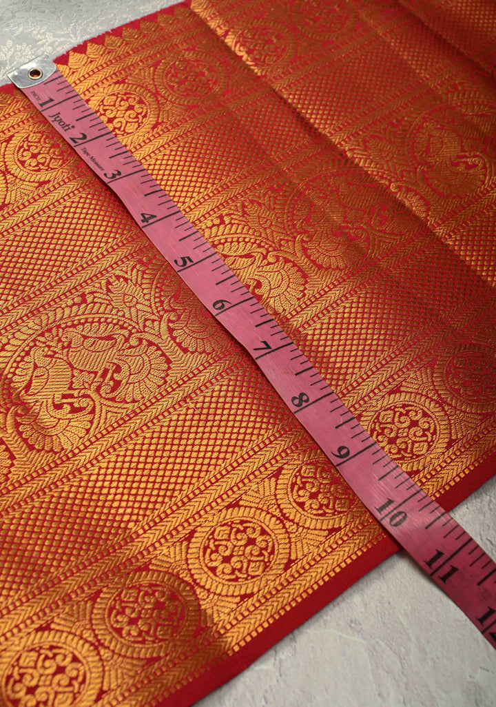 Gray Pure Kanjivaram Silk Saree with Floral Zari Brocade Jaal and Contrast Zari Border | SILK MARK CERTIFIED