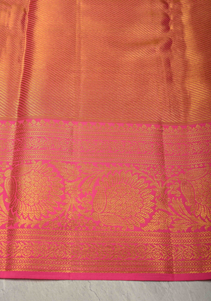 Light Green Tissue Kanjivaram Pure Silk Saree With Meenakari Leheria Design and Zari Border | SILK MARK CERTIFIED