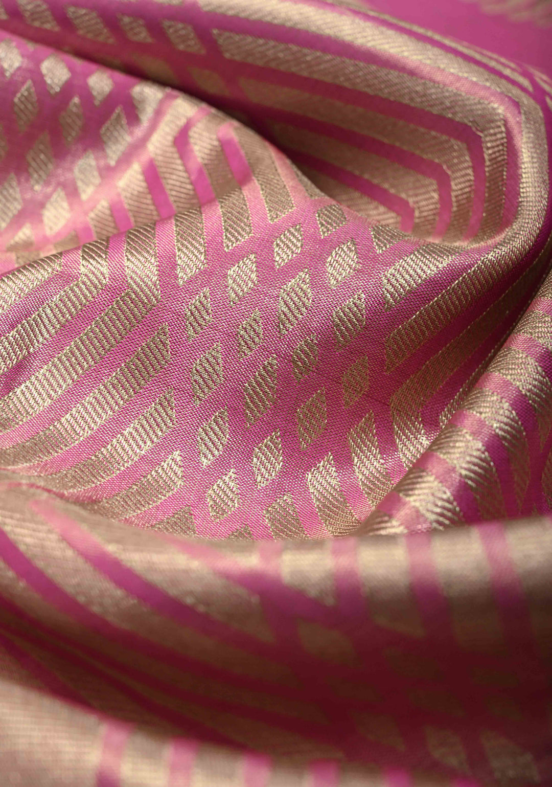 Dusty Pink Tissue Kanjivaram Pure Silk Saree With Geometric Brocade and Zari Border | SILK MARK CERTIFIED