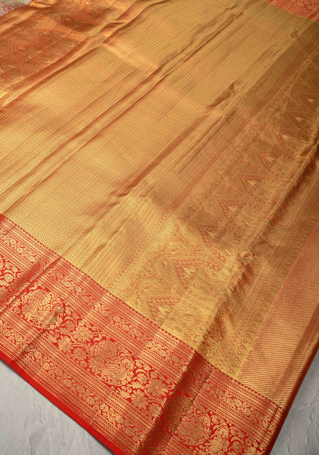 Sage Green Pure Kanjivaram Tissue Silk Saree with Meenakari Floral Brocade and Zari Border | SILK MARK CERTIFIED