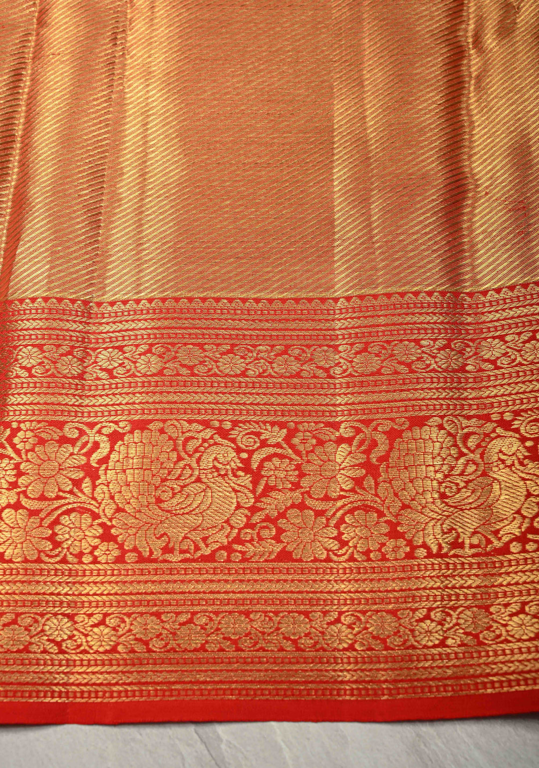 Sage Green Pure Kanjivaram Tissue Silk Saree with Meenakari Floral Brocade and Zari Border | SILK MARK CERTIFIED