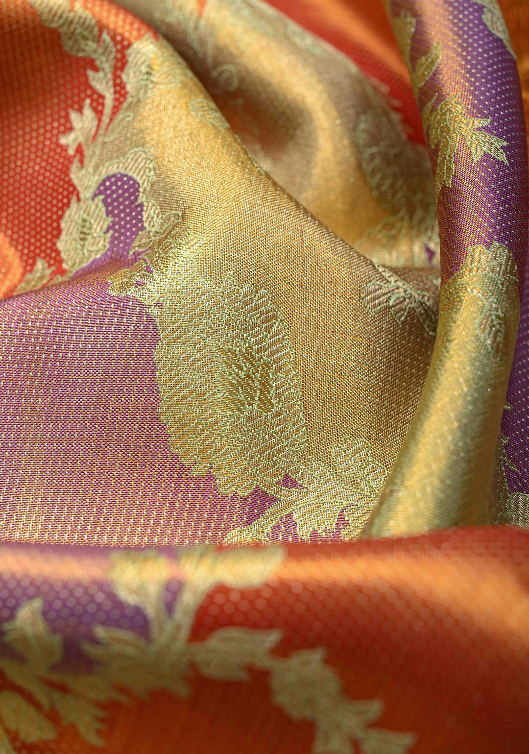 Multicolor Pastel Hued Rangkaat Style on Pure Kanjivaram Tissue Silk Saree with Meenakari Floral Jaal and Contrast Zari Border | SILK MARK CERTIFIED