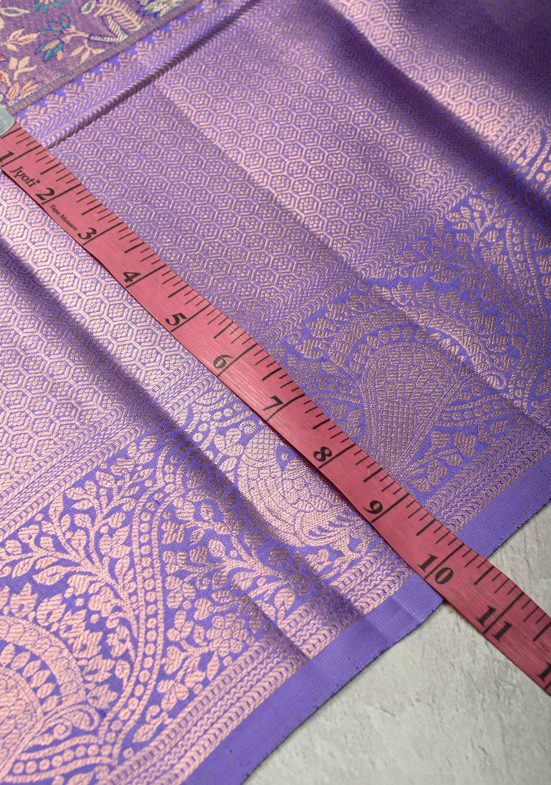 Soft lavender purple Tissue Kanjivaram Silk Saree with Meenakari Floral Brocade Jaal  Wide Zari Border  | SILK MARK CERTIFIED