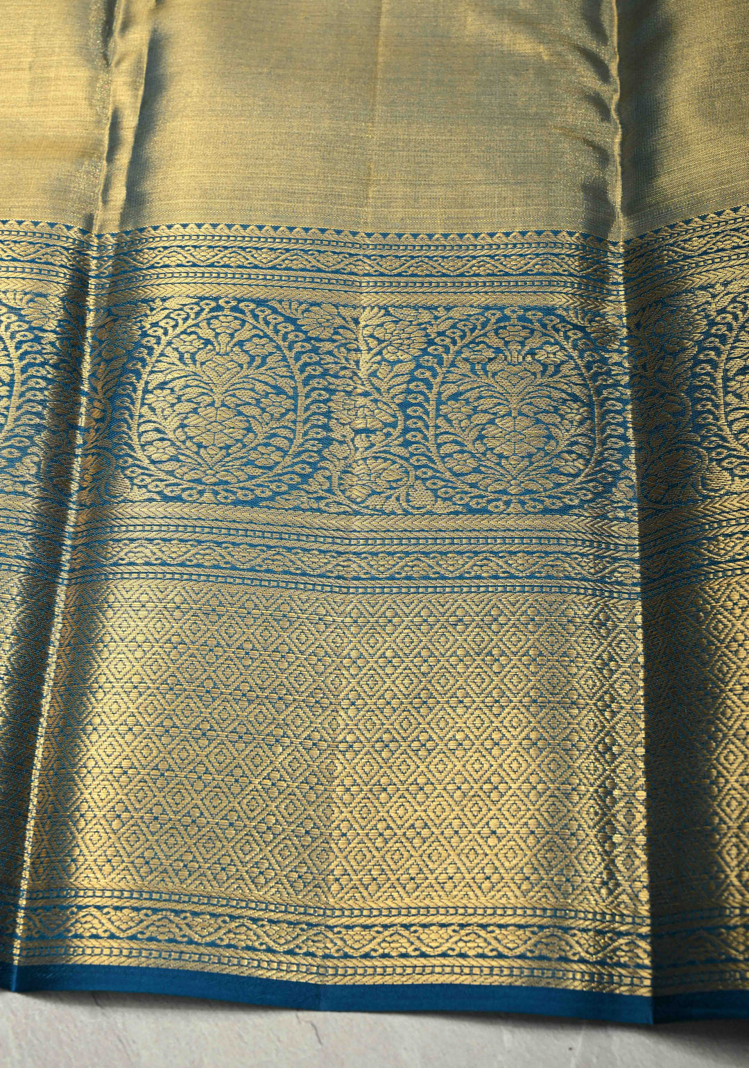 Rust Red Pure Kanjivaram Tissue Silk Saree with Meenakari Floral Brocade Jaal and Contrast Zari Border | SILK MARK CERTIFIED