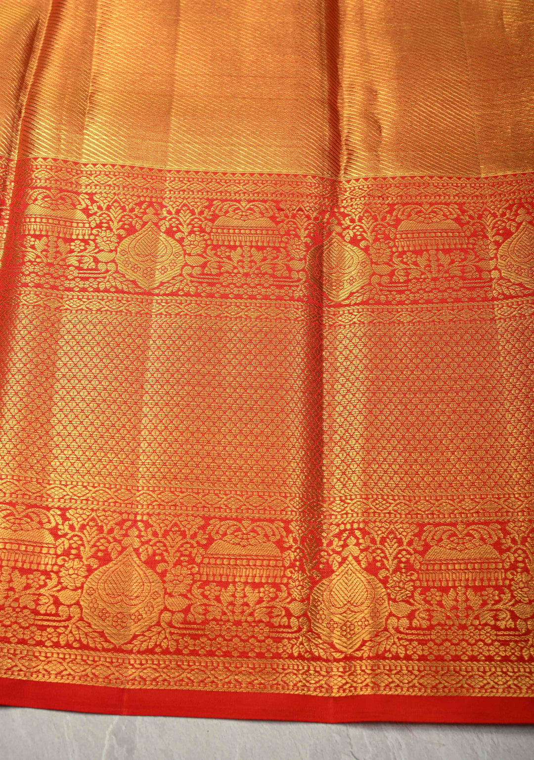 Turquoise Pure Kanjivaram Tissue Silk Saree with Meenakari Floral Brocade Jaal and Contrast Wide Zari Border | SILK MARK CERTIFIED