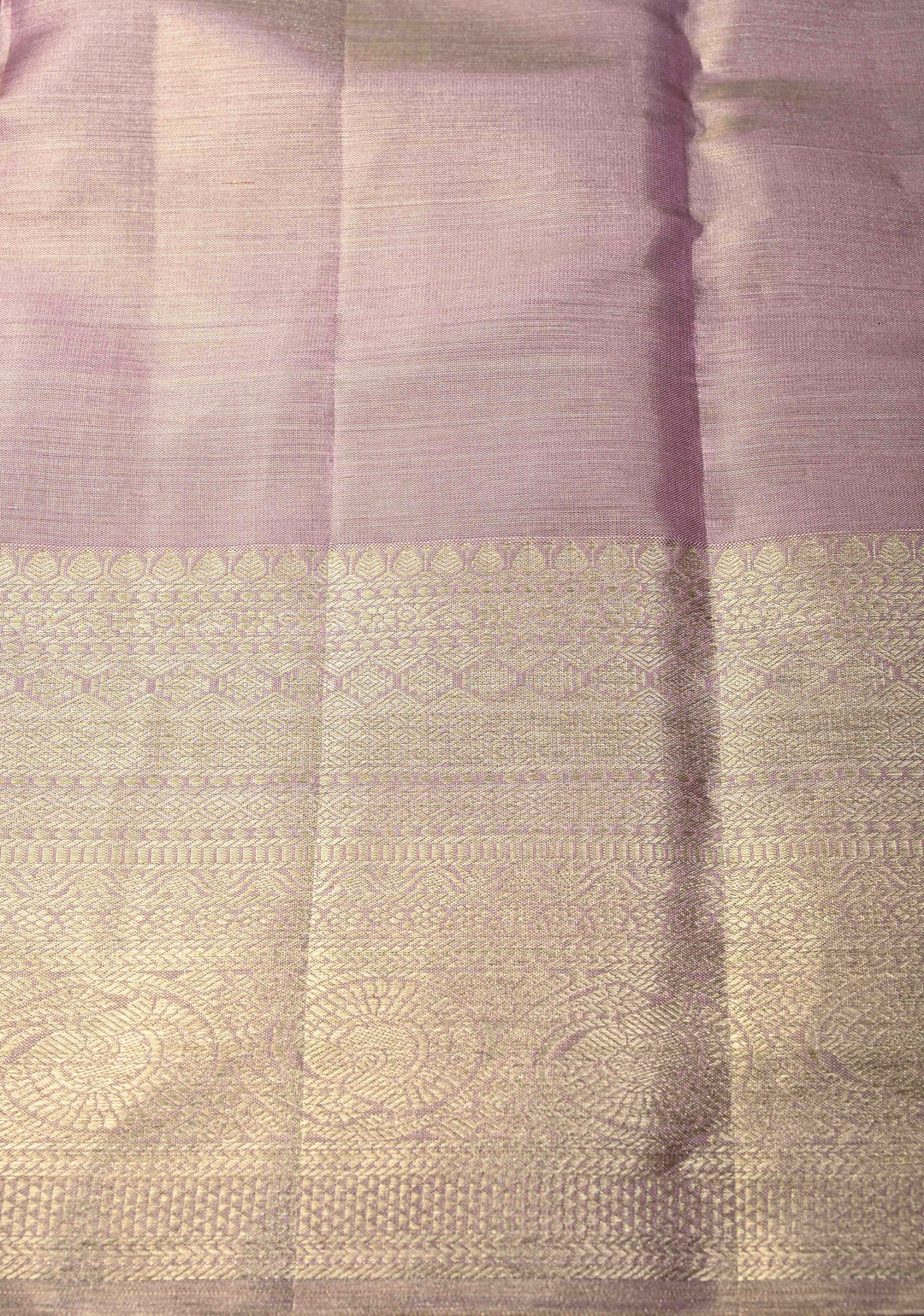 Soft Dusty Mauve Tissue Kanjivaram Pure Silk Saree with Floral Zari Brocade Jaal with Zari Border  | SILK MARK CERTIFIED