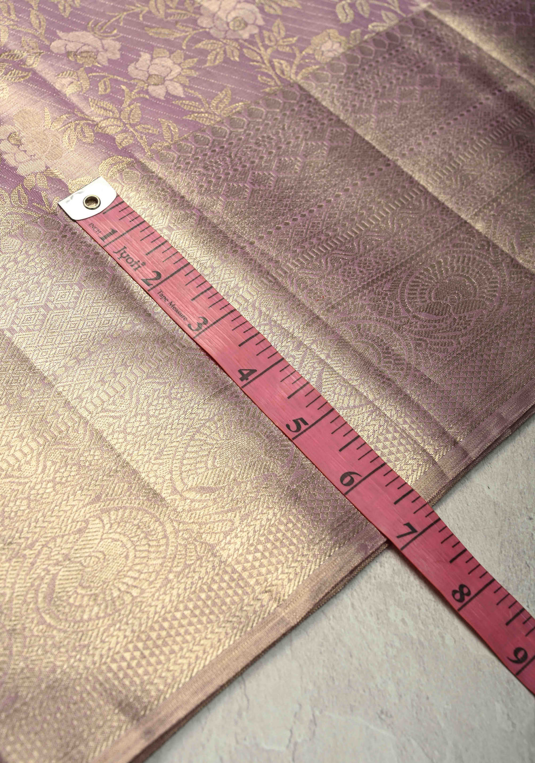 Soft Dusty Mauve Tissue Kanjivaram Pure Silk Saree with Floral Zari Brocade Jaal with Zari Border  | SILK MARK CERTIFIED