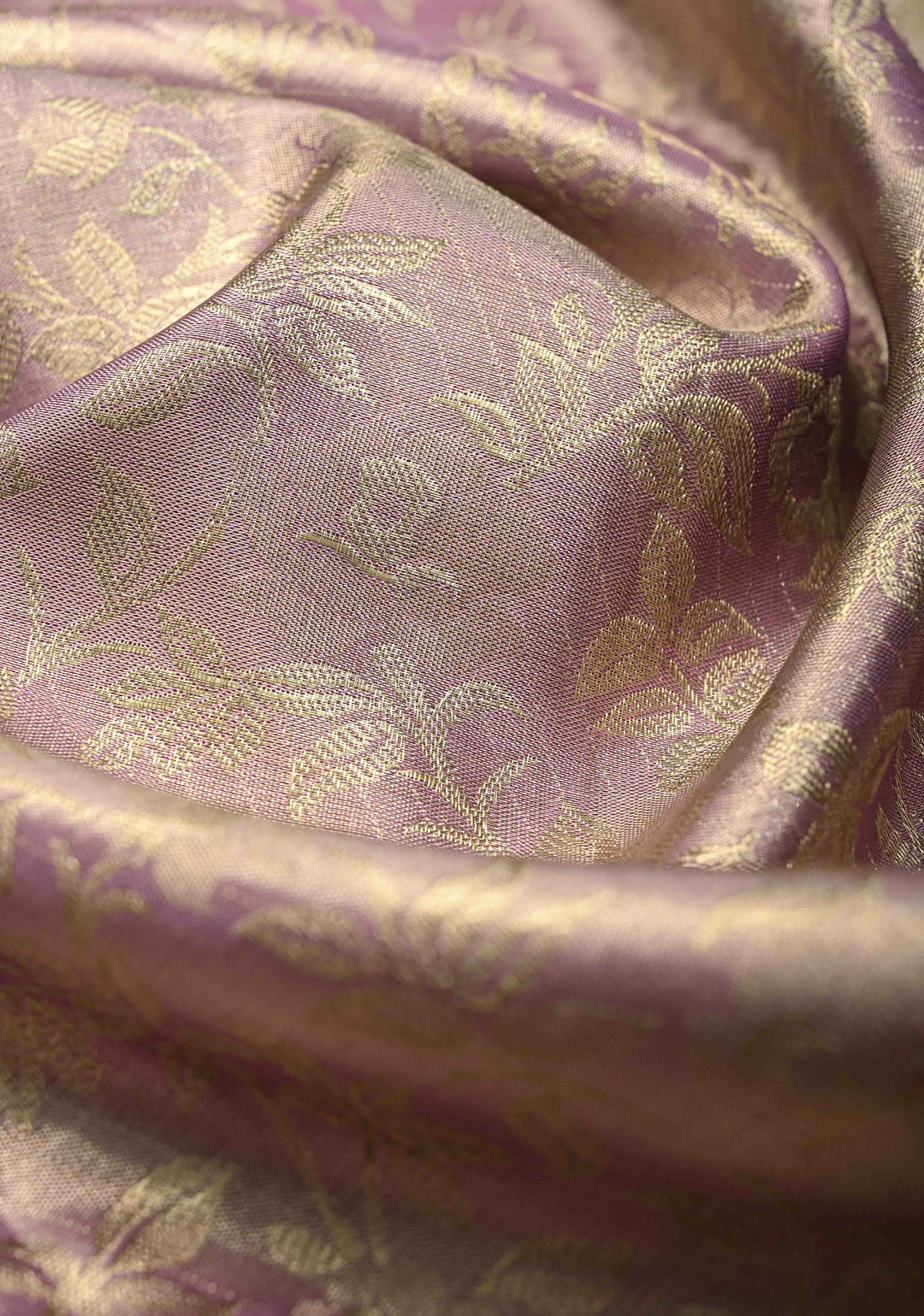 Soft Dusty Mauve Tissue Kanjivaram Pure Silk Saree with Floral Zari Brocade Jaal with Zari Border  | SILK MARK CERTIFIED