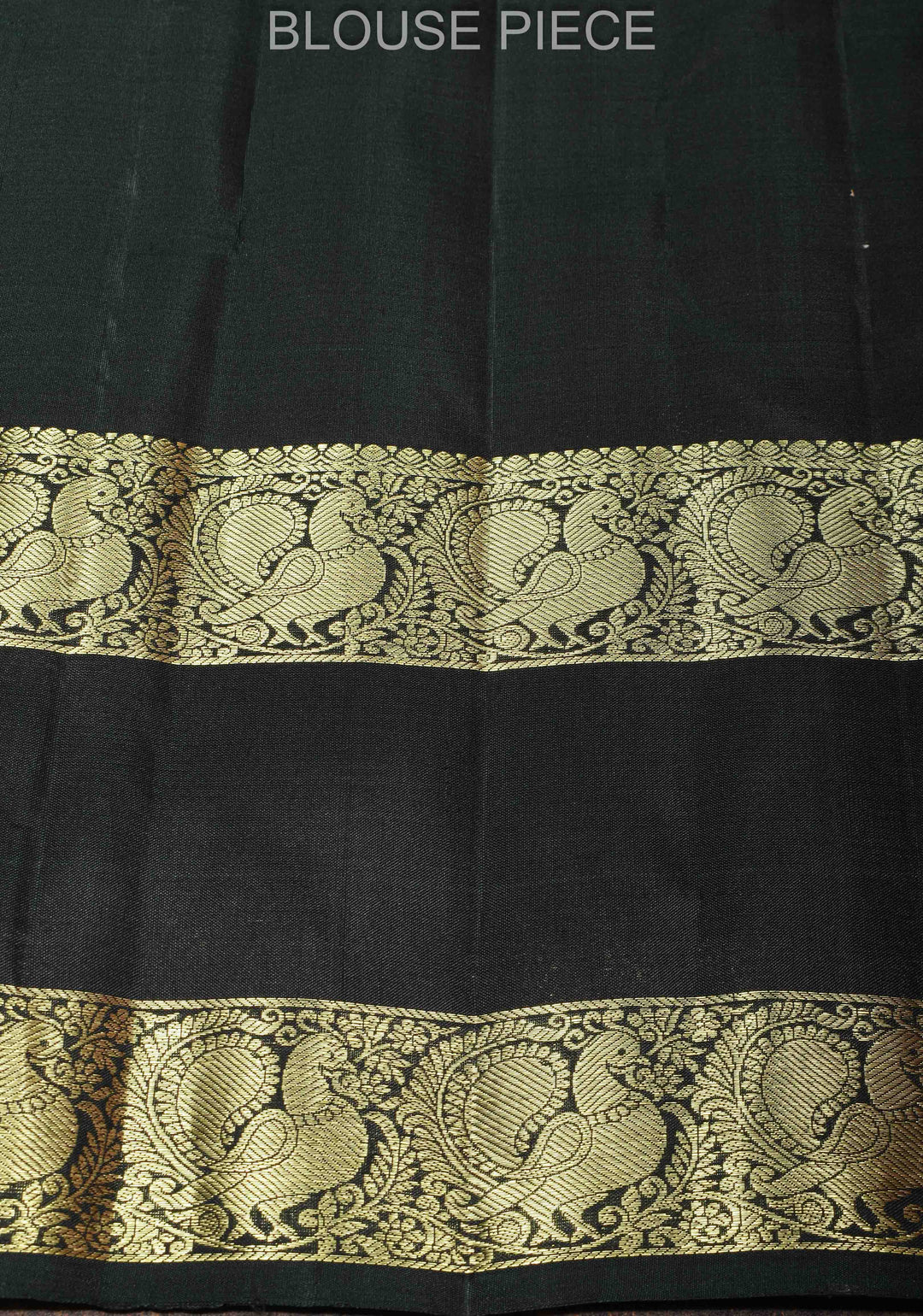 Methi Green Pure Kanjivaram Silk Saree with Buttas and Black Gap Zari Border| SILK MARK CERTIFIED