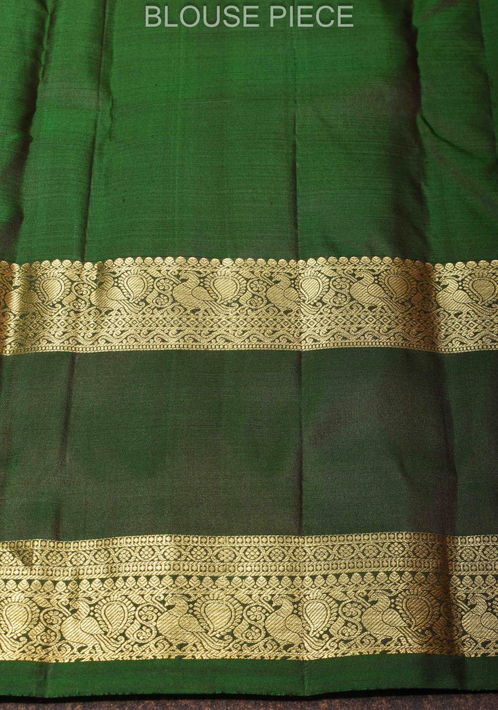 Vadamalli Purple Pure Kanjivaram Silk Saree with Dainty Buttas and Deep Green Gap Zari Border| SILK MARK CERTIFIED