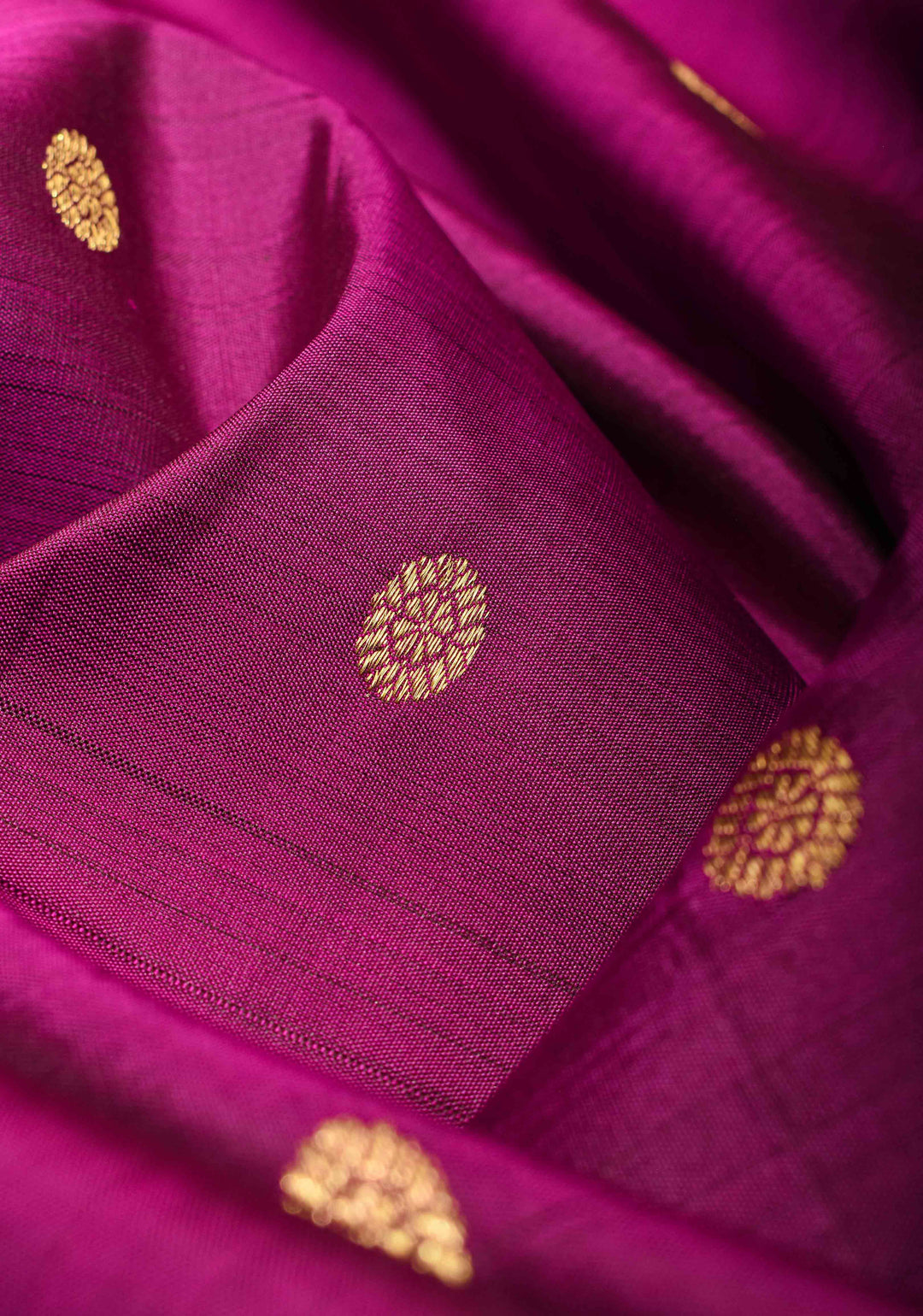 Vadamalli Purple Pure Kanjivaram Silk Saree with Dainty Buttas and Deep Green Gap Zari Border| SILK MARK CERTIFIED
