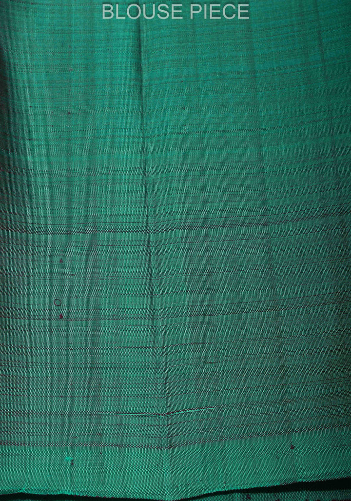 Plum Pure Kanjivaram Silk Saree with Zari Stripes and Contrast Teal Border | SILK MARK CERTIFIED