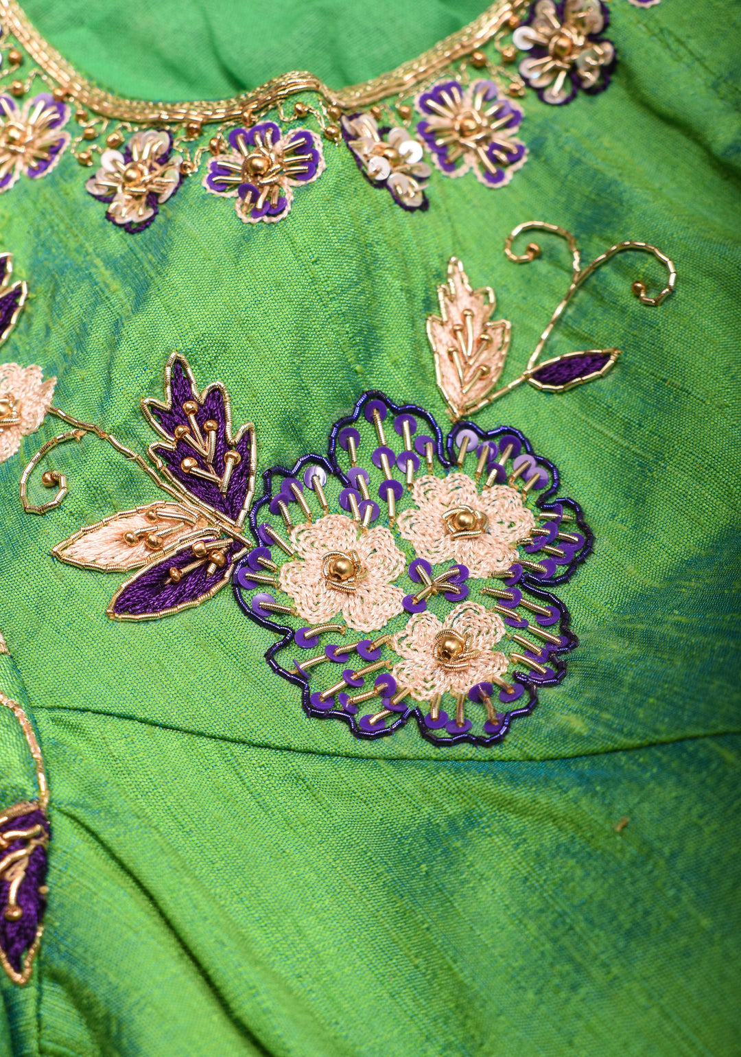 Made to Order: Green Raw Silk Embroidery and Zardozi Blouse