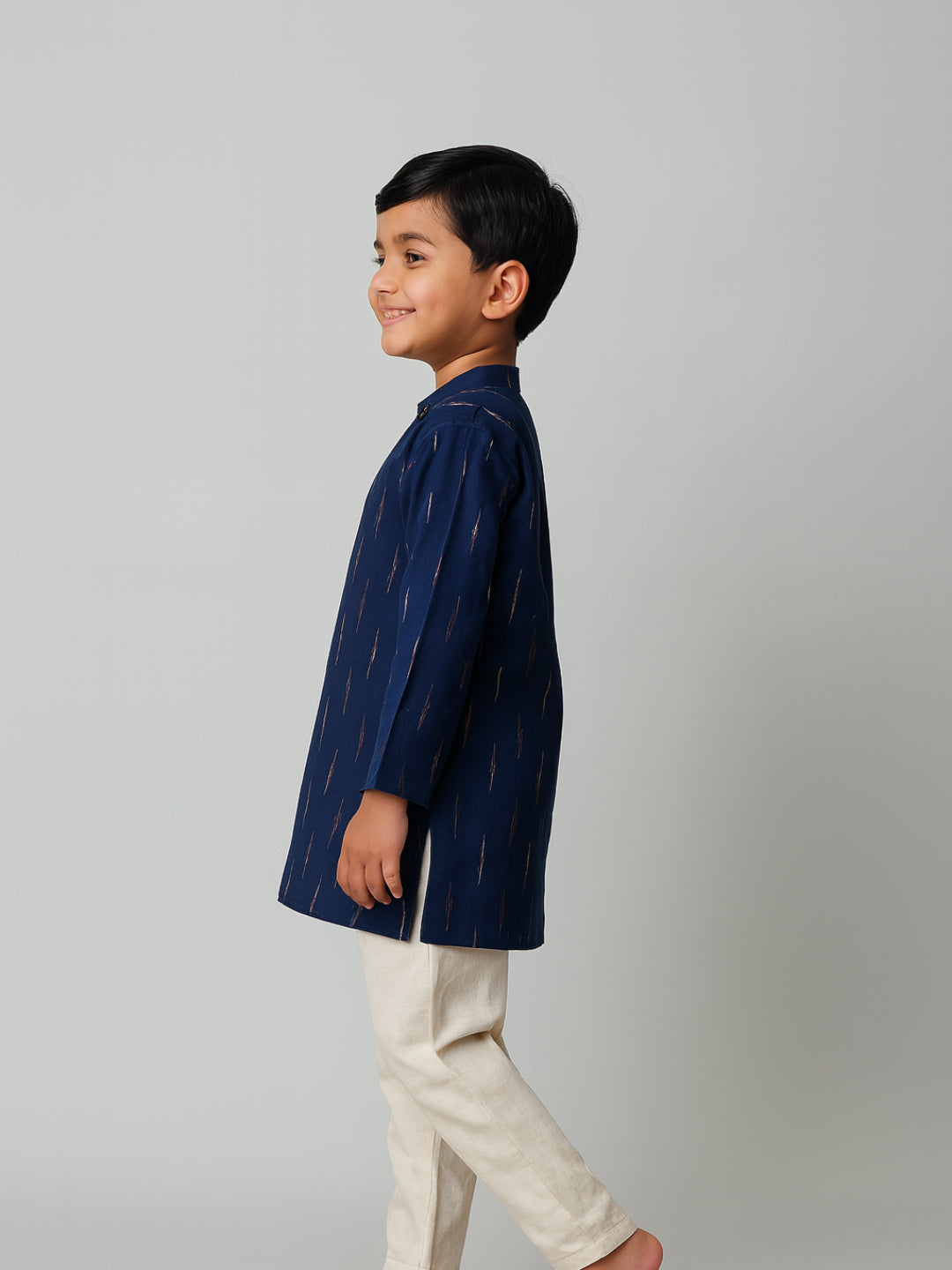Boys Printed Mandarin Collar Full Sleeves Kurta and Pyjama Set | SHOBITAM