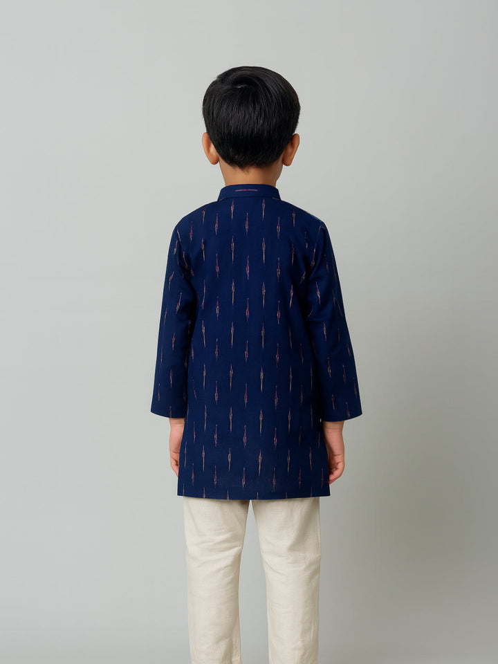 Boys Printed Mandarin Collar Full Sleeves Kurta and Pyjama Set | SHOBITAM