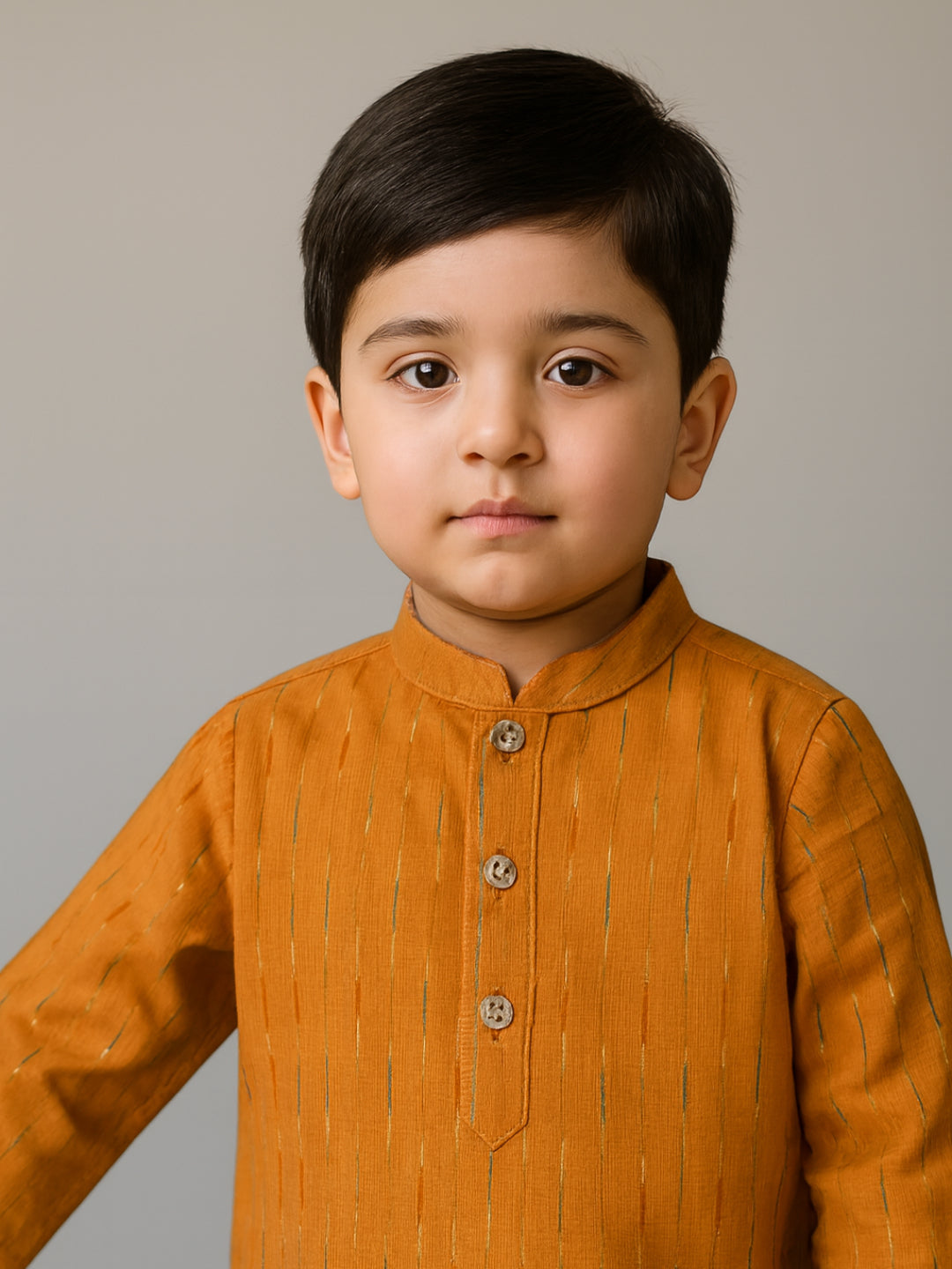 Boys Printed Mandarin Collar Full Sleeves Kurta and Pyjama Set | SHOBITAM