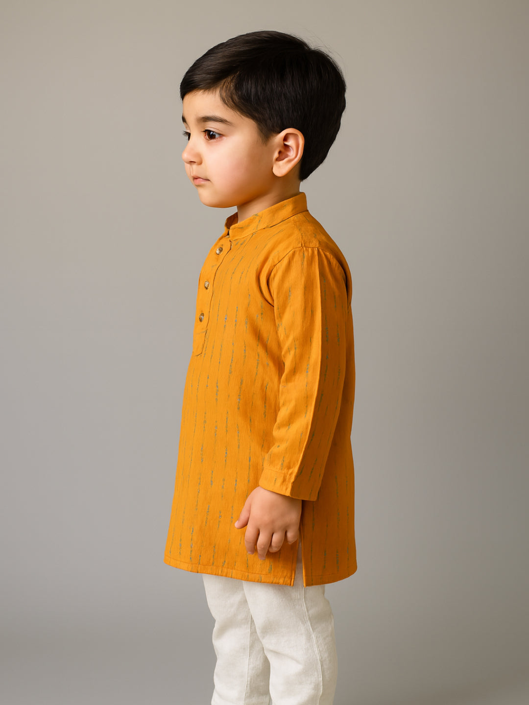 Boys Printed Mandarin Collar Full Sleeves Kurta and Pyjama Set | SHOBITAM