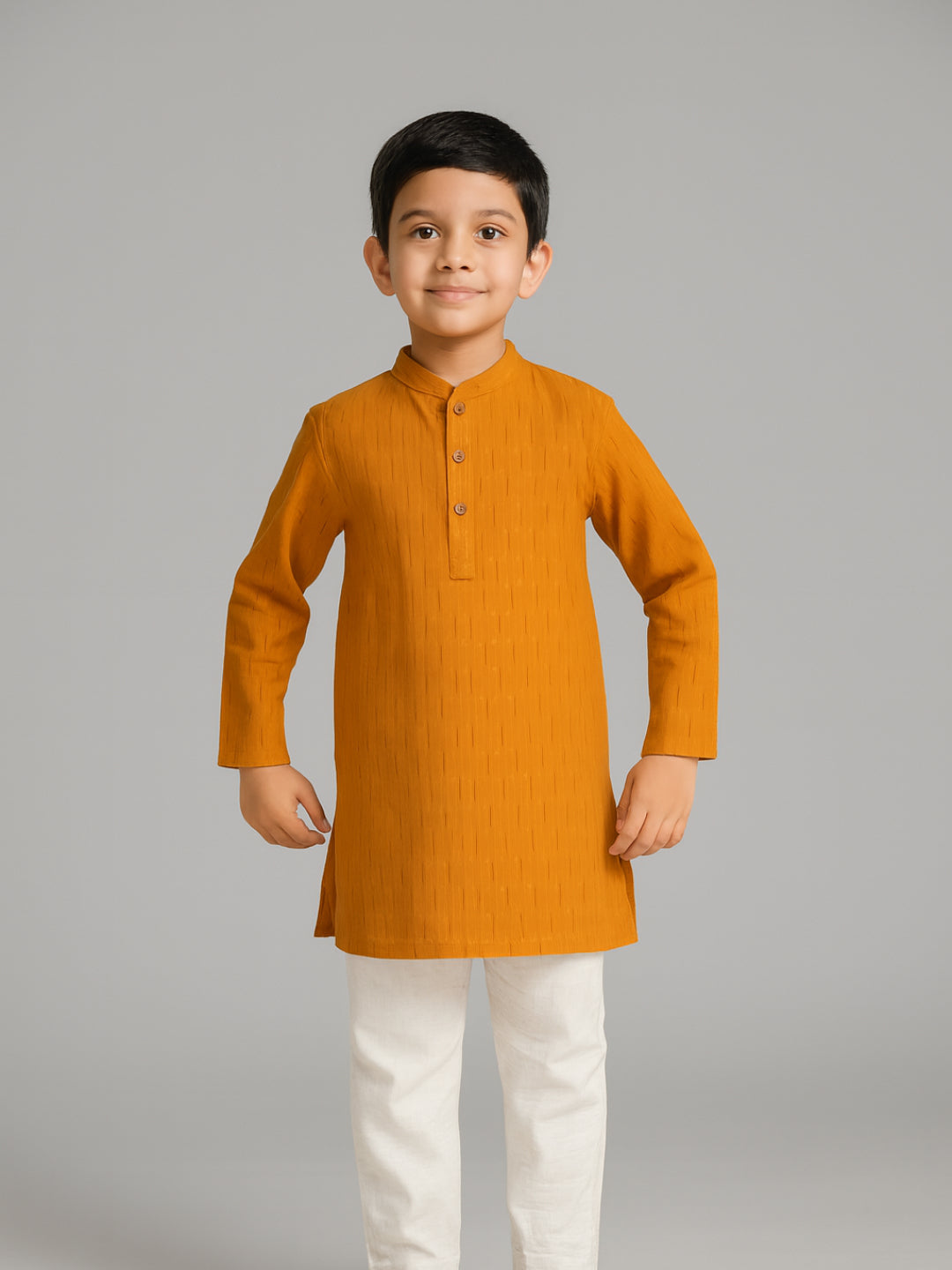 Boys Printed Mandarin Collar Full Sleeves Kurta and Pyjama Set | SHOBITAM