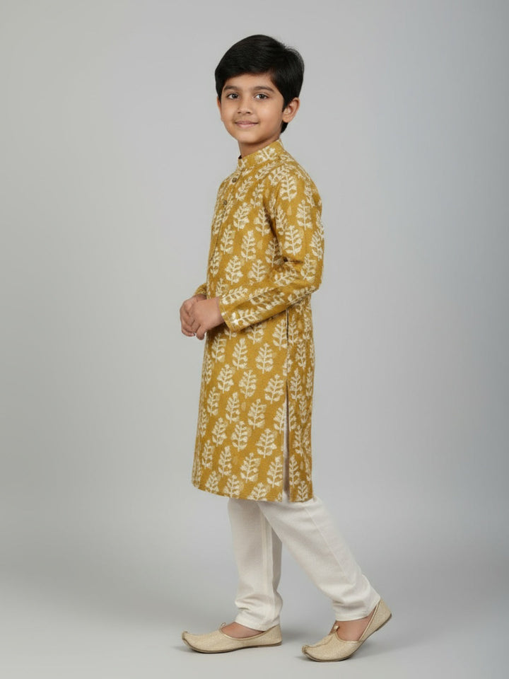Boys Printed Straight Kurta with Churidar | SHOBITAM