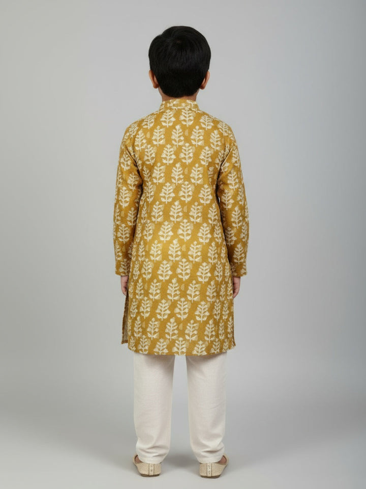 Boys Printed Straight Kurta with Churidar | SHOBITAM