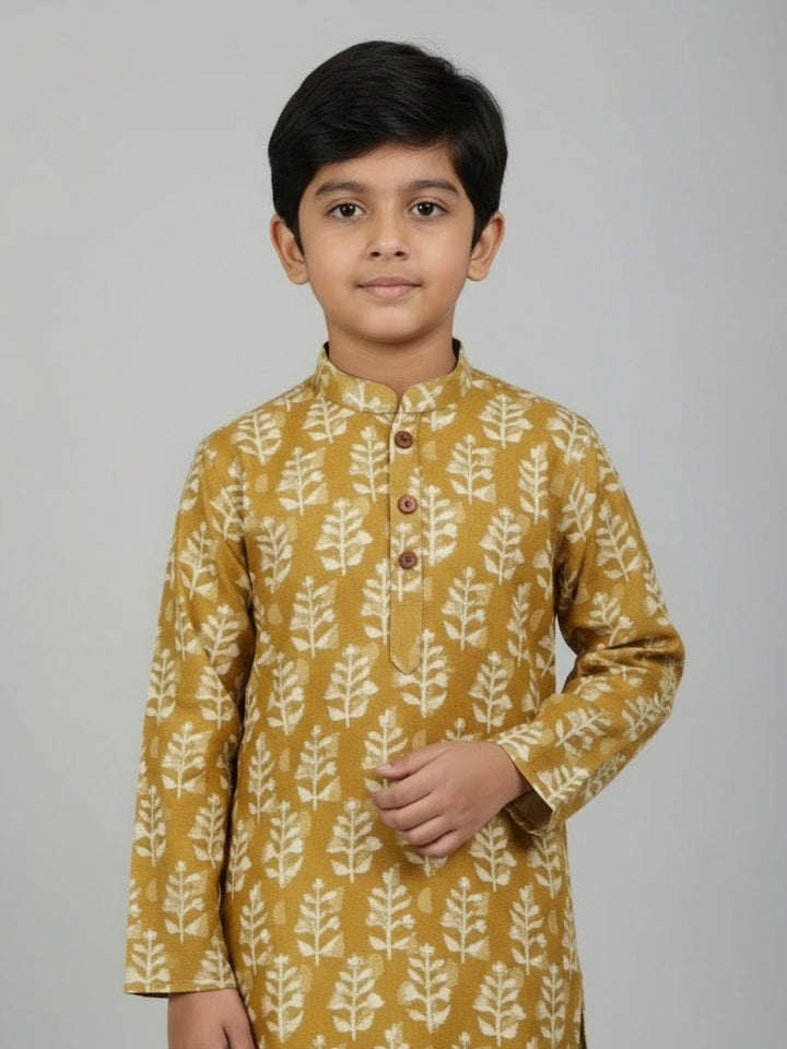 Boys Printed Straight Kurta with Churidar | SHOBITAM