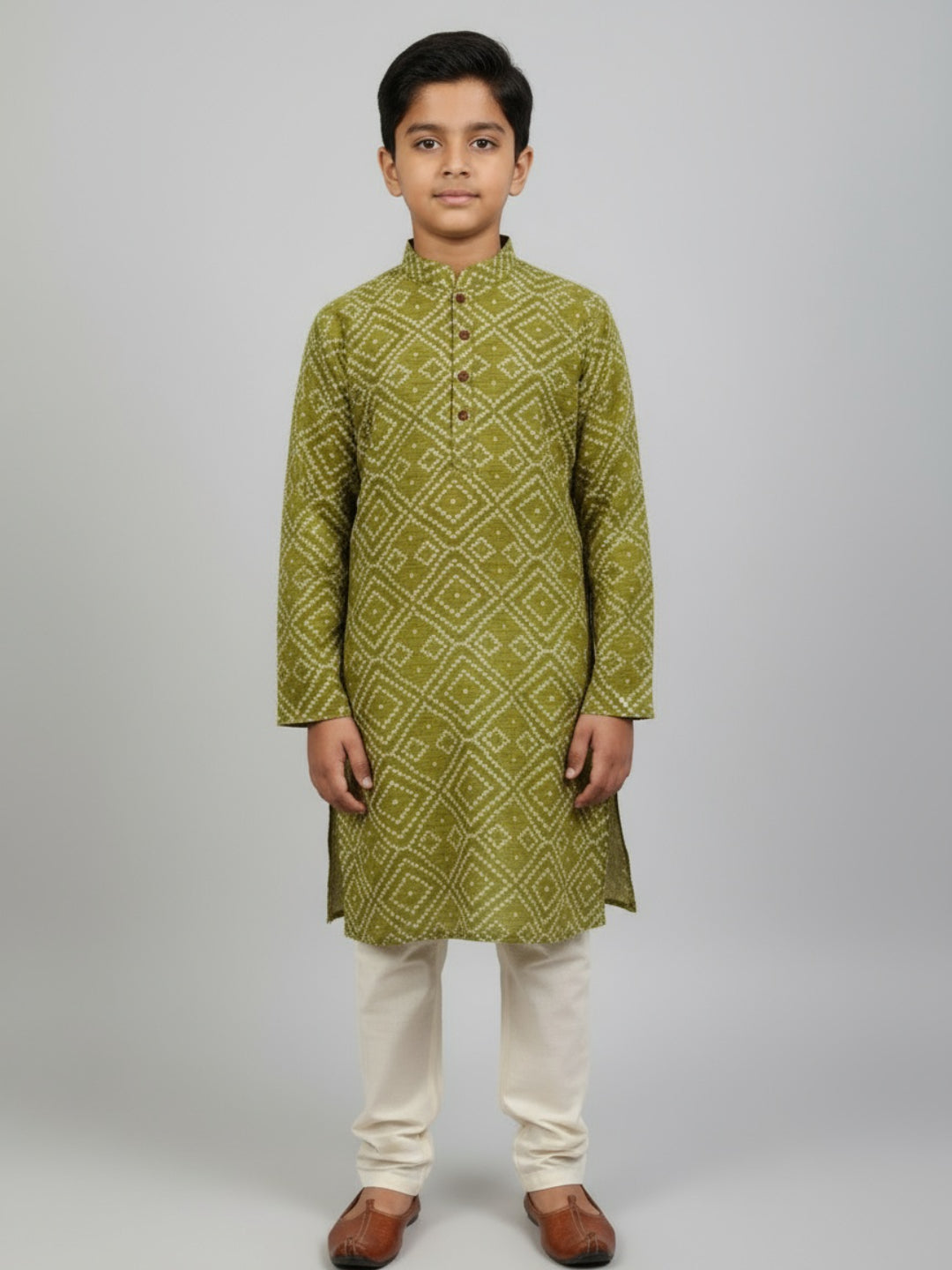 Boys Printed Straight Kurta with Churidar | SHOBITAM