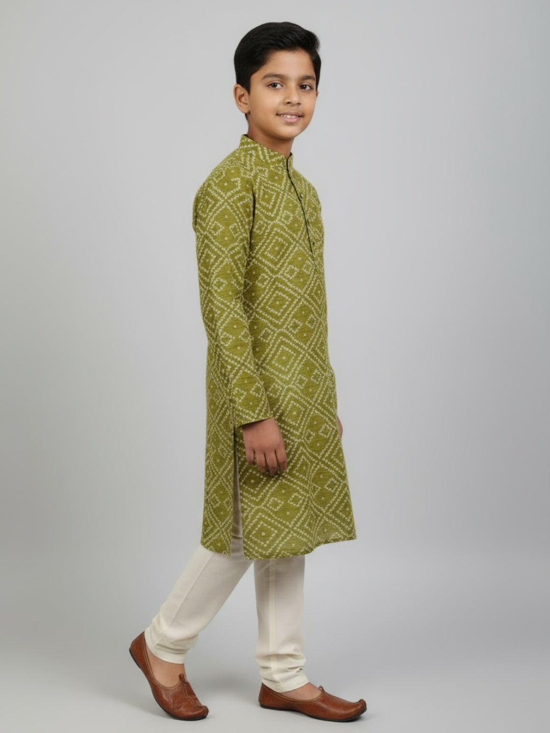 Boys Printed Straight Kurta with Churidar | SHOBITAM