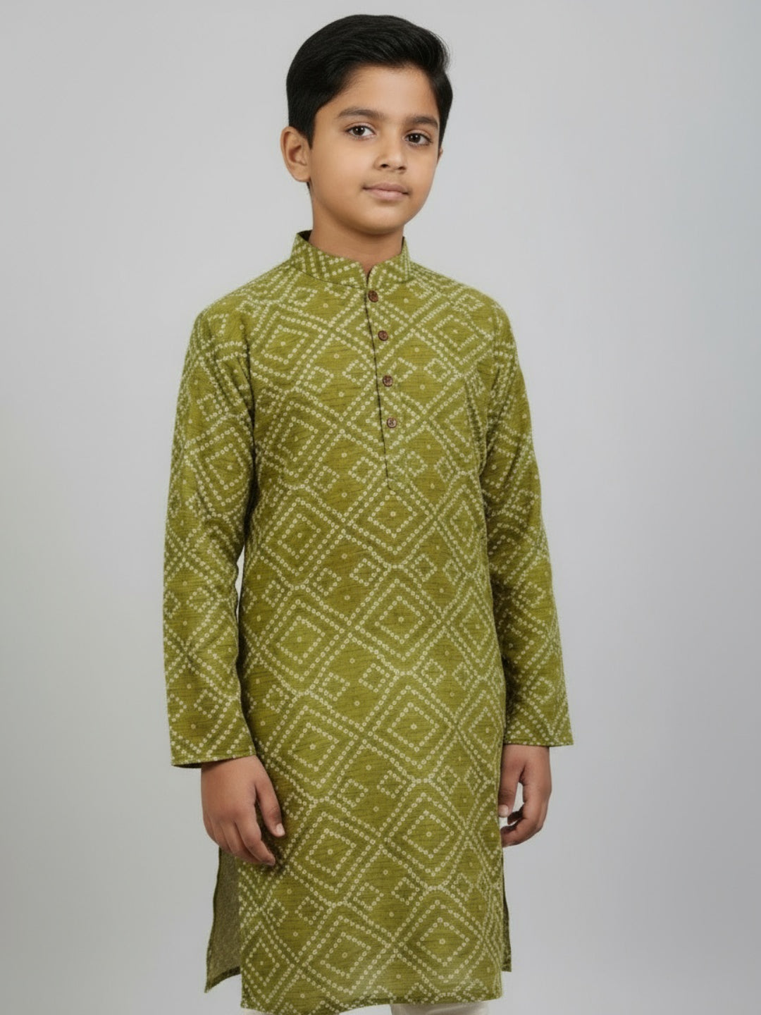 Boys Printed Straight Kurta with Churidar | SHOBITAM
