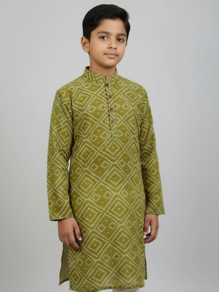 Boys Printed Straight Kurta with Churidar | SHOBITAM