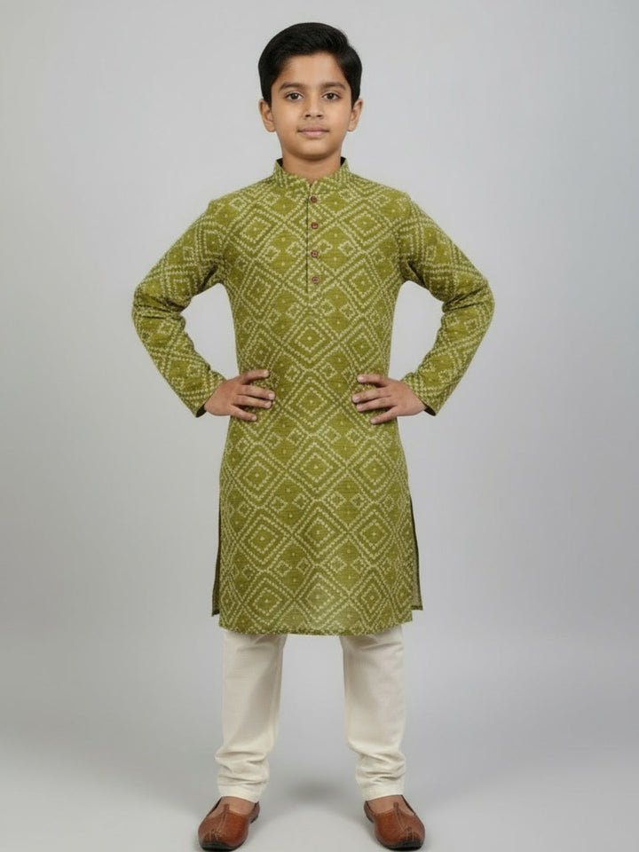 Boys Printed Straight Kurta with Churidar | SHOBITAM
