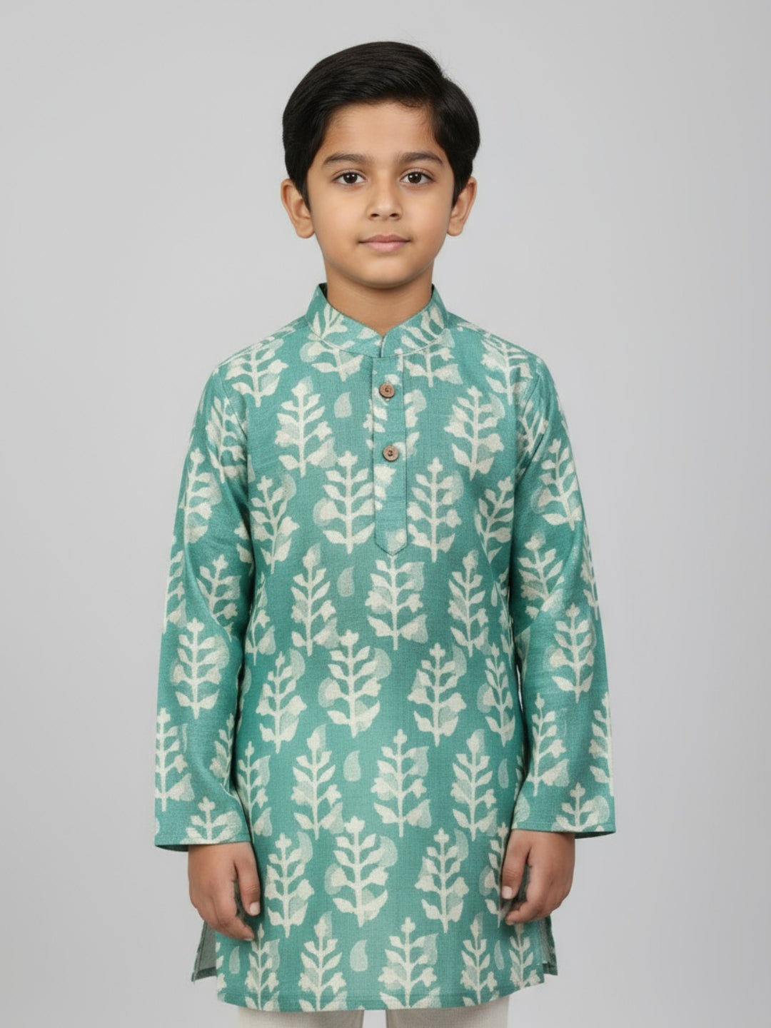 Boys Printed Straight Kurta with Churidar | SHOBITAM