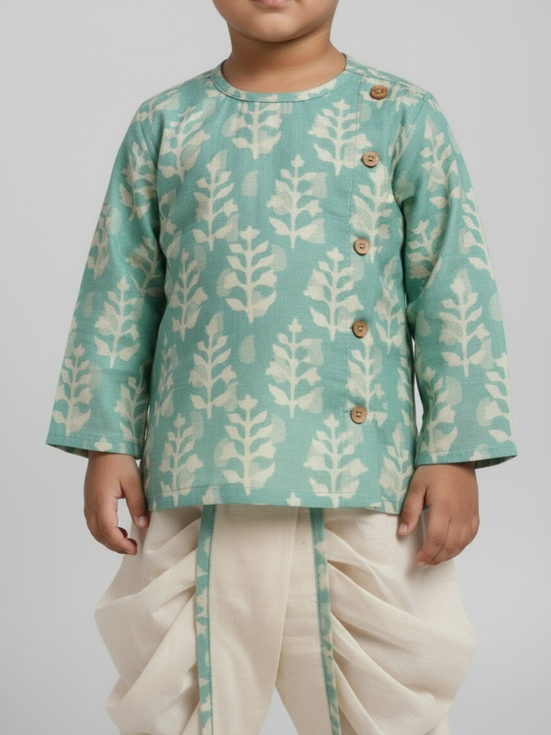 Boys Printed Traditional Ethnic Kurta and Dhoti Set | SHOBITAM