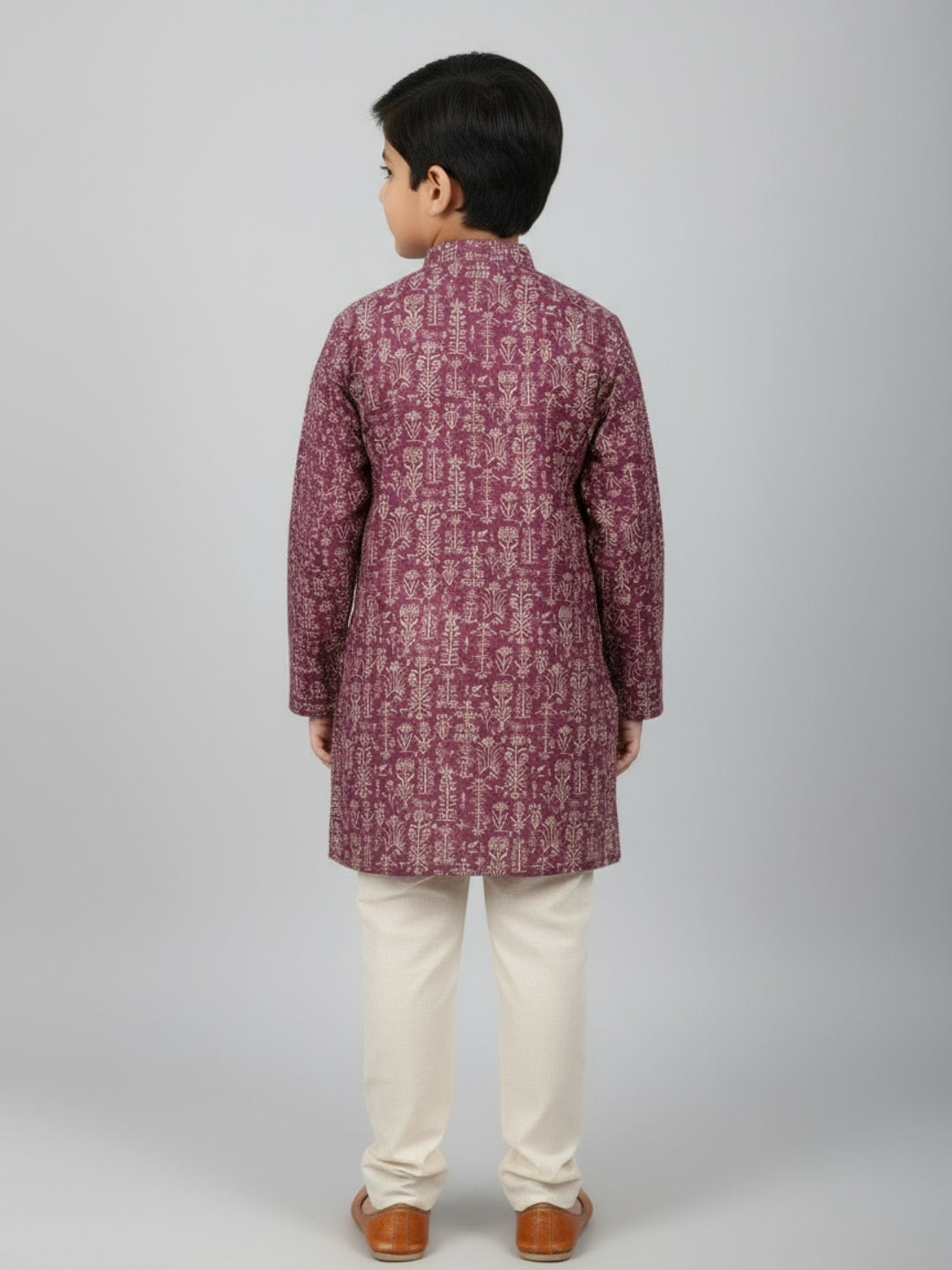 Boys Printed Straight Kurta with Churidar | SHOBITAM
