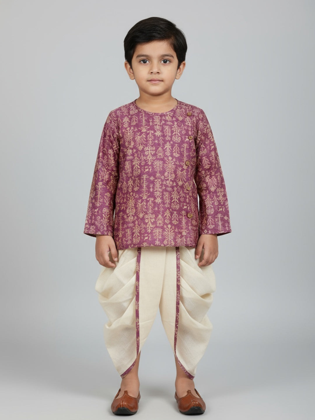 Boys Printed Traditional Ethnic Kurta and Dhoti Set | SHOBITAM