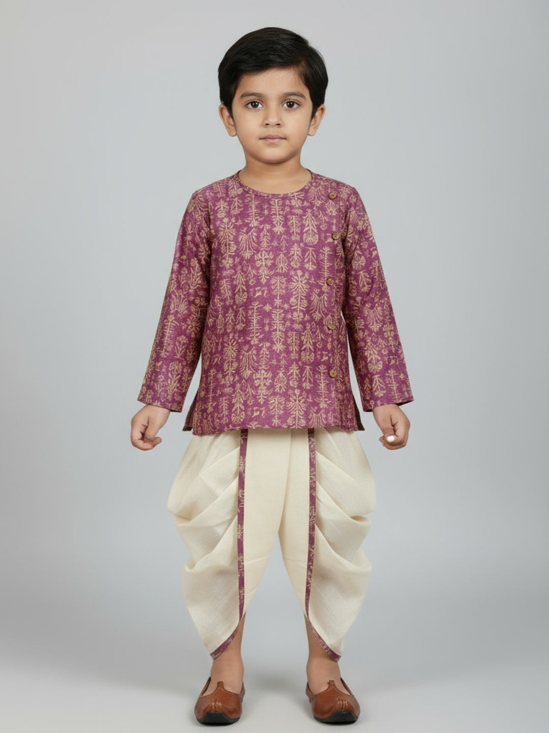 Boys Printed Traditional Ethnic Kurta and Dhoti Set | SHOBITAM
