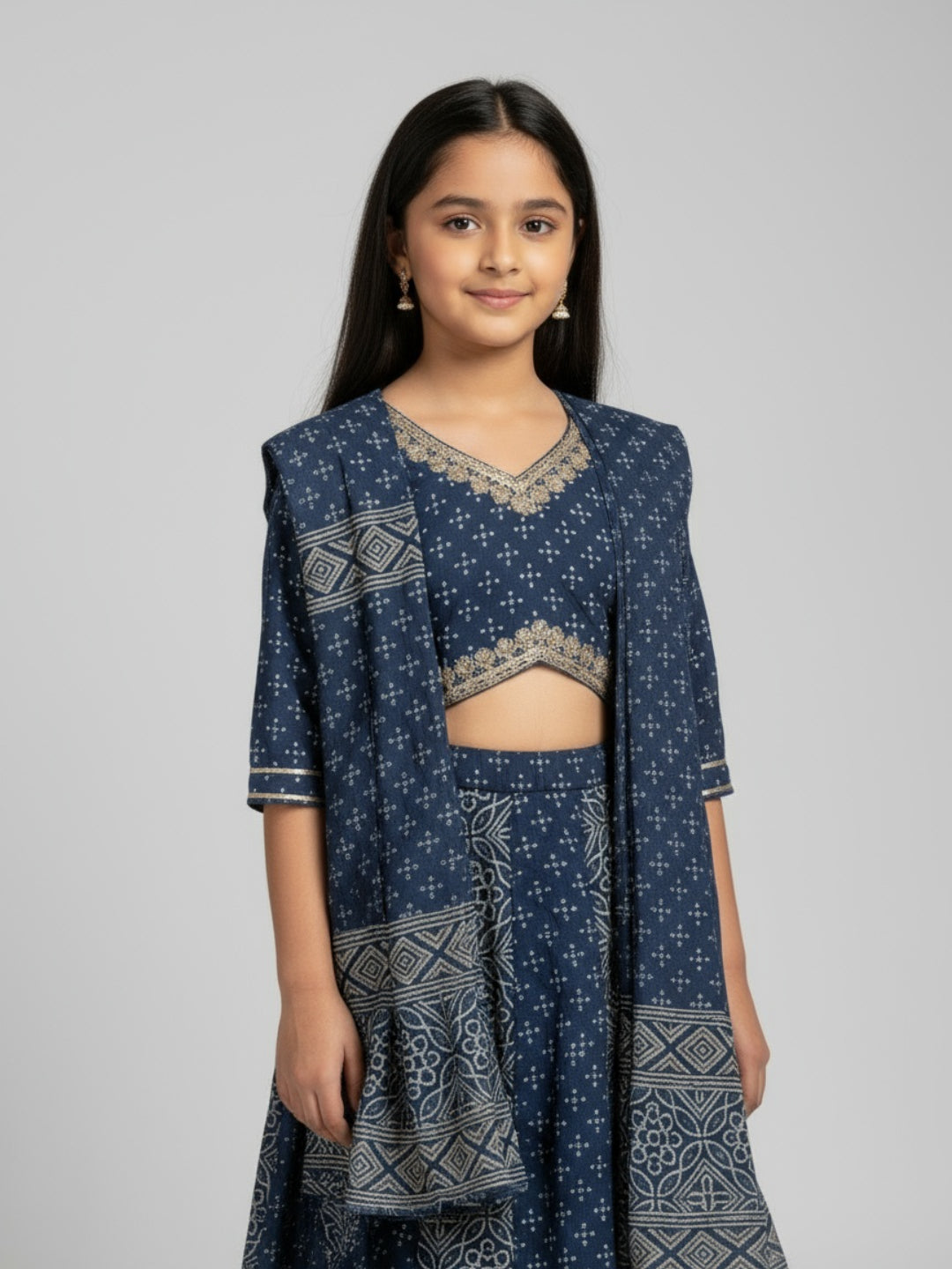 Girls Printed Ethnic Lehenga Choli Set with Dupatta | SHOBITAM