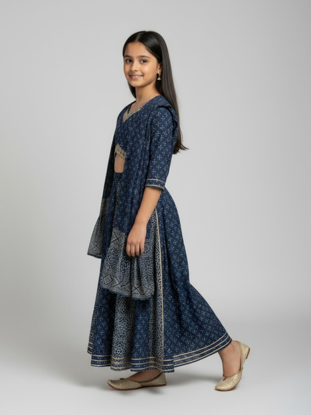 Girls Printed Ethnic Lehenga Choli Set with Dupatta | SHOBITAM